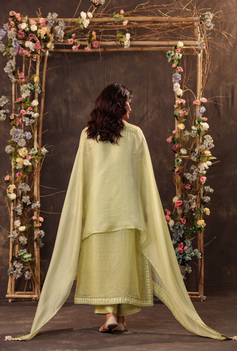 Green Straight Long Saaz Kurta Set