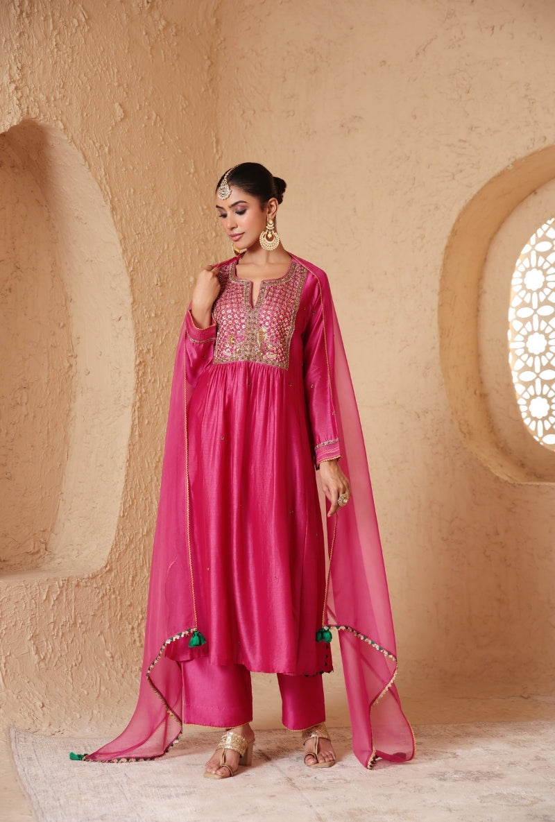 Pink Frockstyle Nihira Kurta Set