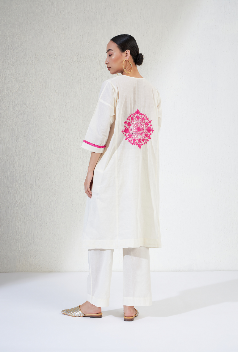 Off White Hand Embroidred Zeba Olivia Kurta Set