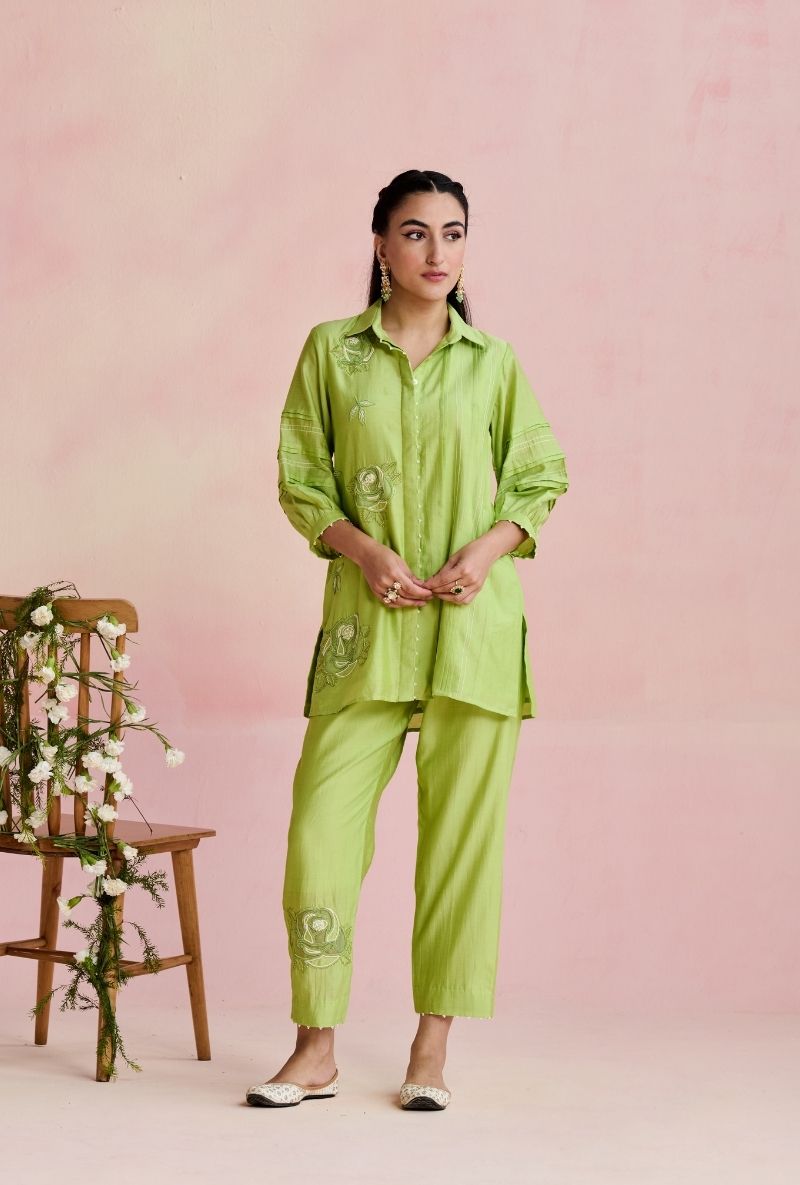 Light Green Collared Amara Co- Ord Set