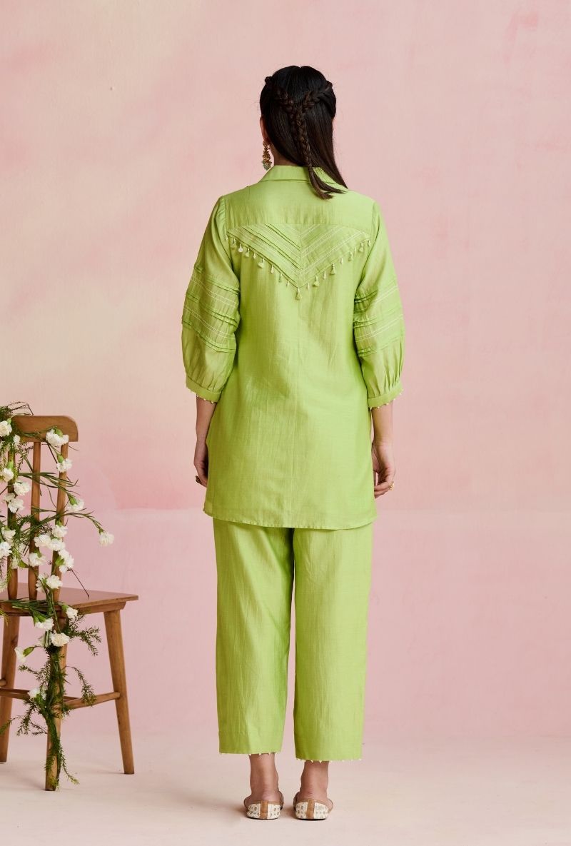 Light Green Collared Amara Co- Ord Set – Misri By Meghna Nayyar