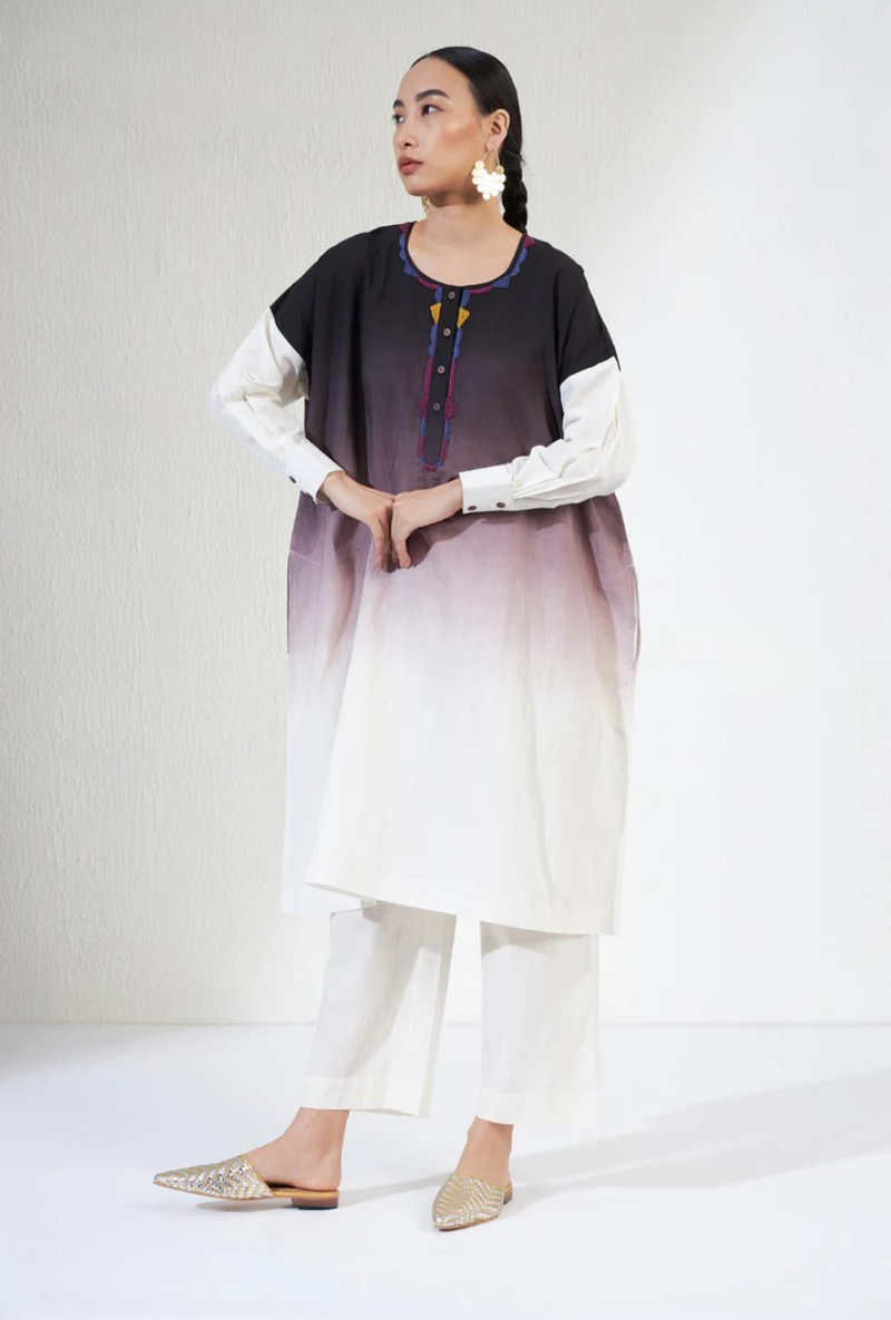 Off White Hand Dyed Ombre Olivia Kurta Set