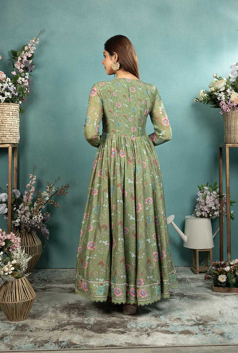 Dark Green Mughal Koti Made In Heaven Anarkali Set