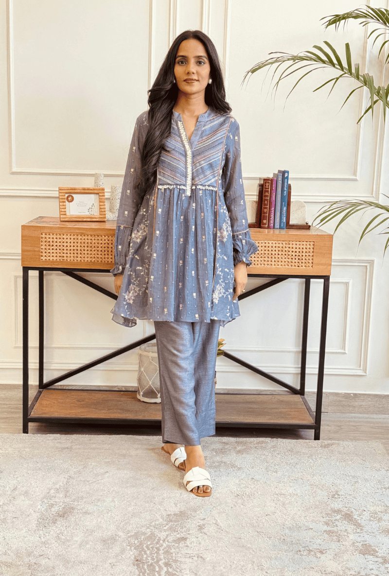 Jyoti Verma in English Blue Short Noor Co-ord Set
