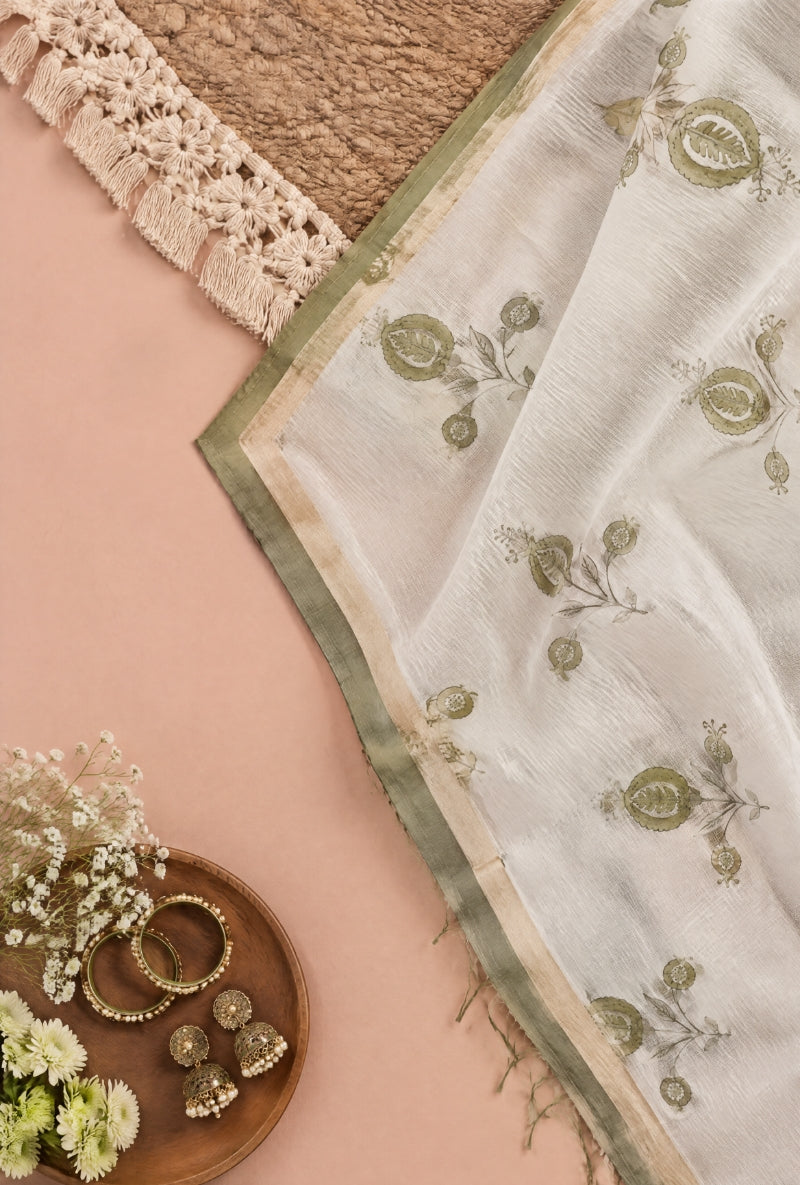 Lucknowi Resham Yoke Unstitched Suit Set