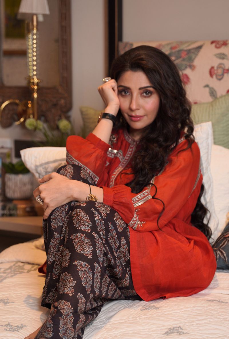 Jai Madaan in Red Dhoti Kurta Set