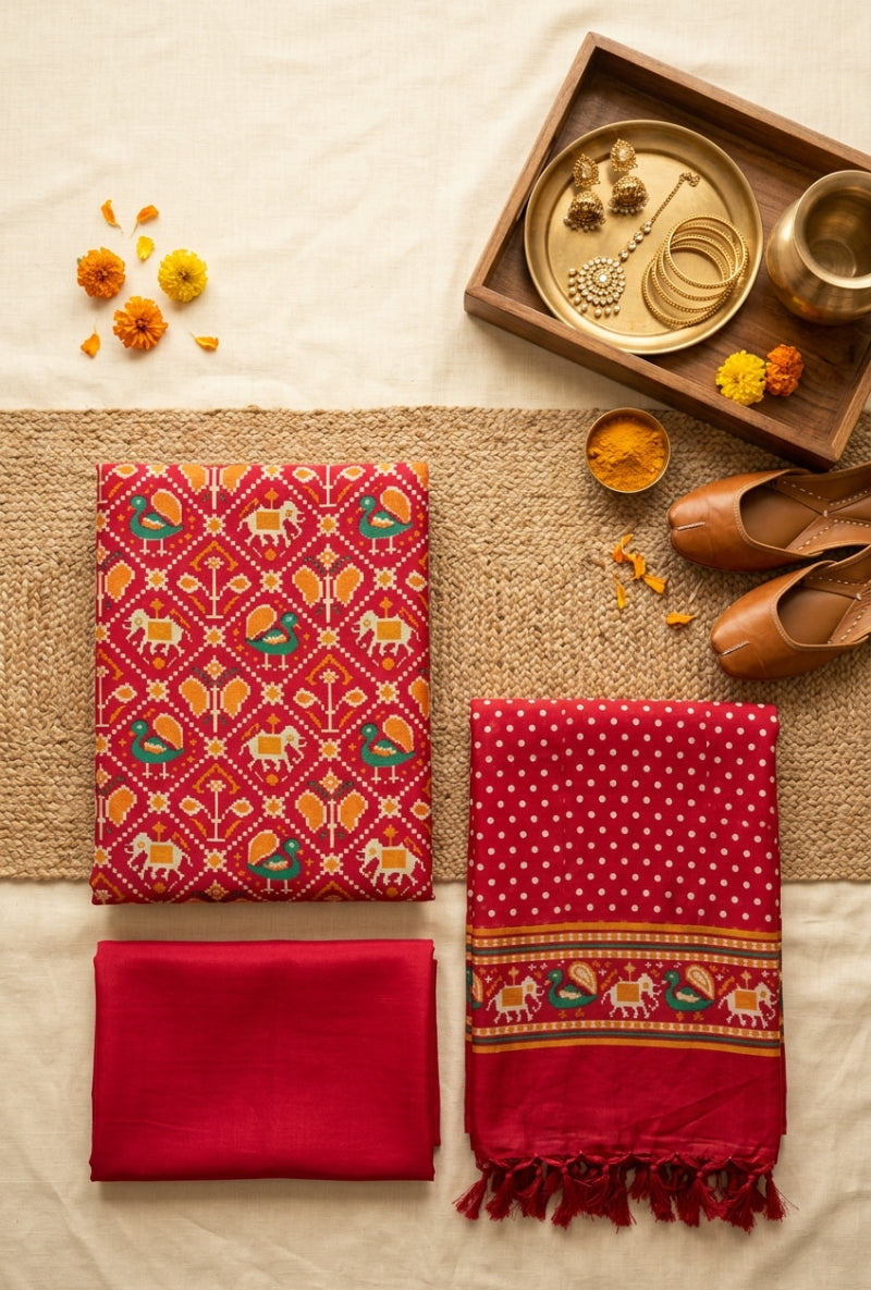 Patola Print All Over Unstitched Suit Set