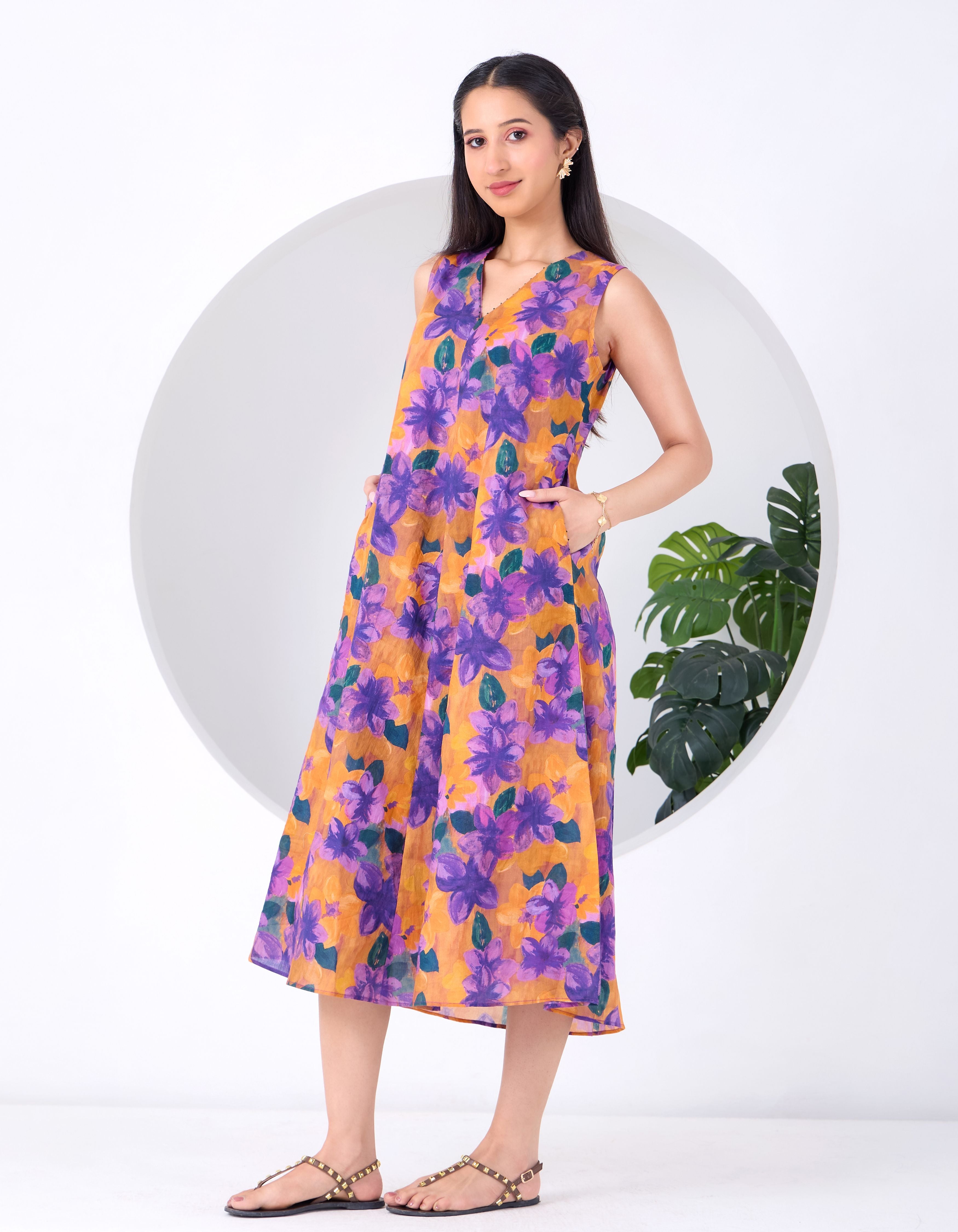 Orange Purple Montane June Dress