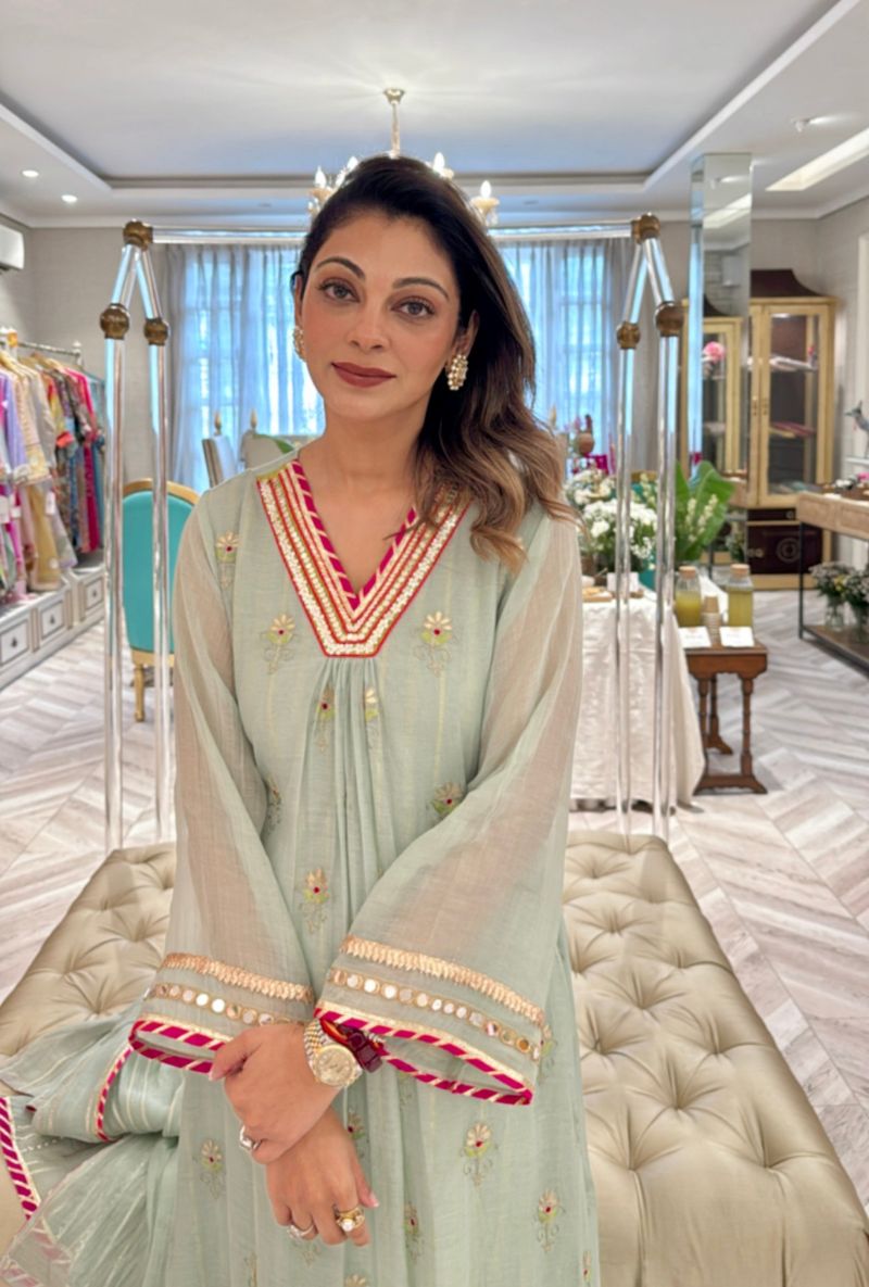 Meghna Nayyar in Aqua Gota & Resham Buti Morbagh Kurta Set