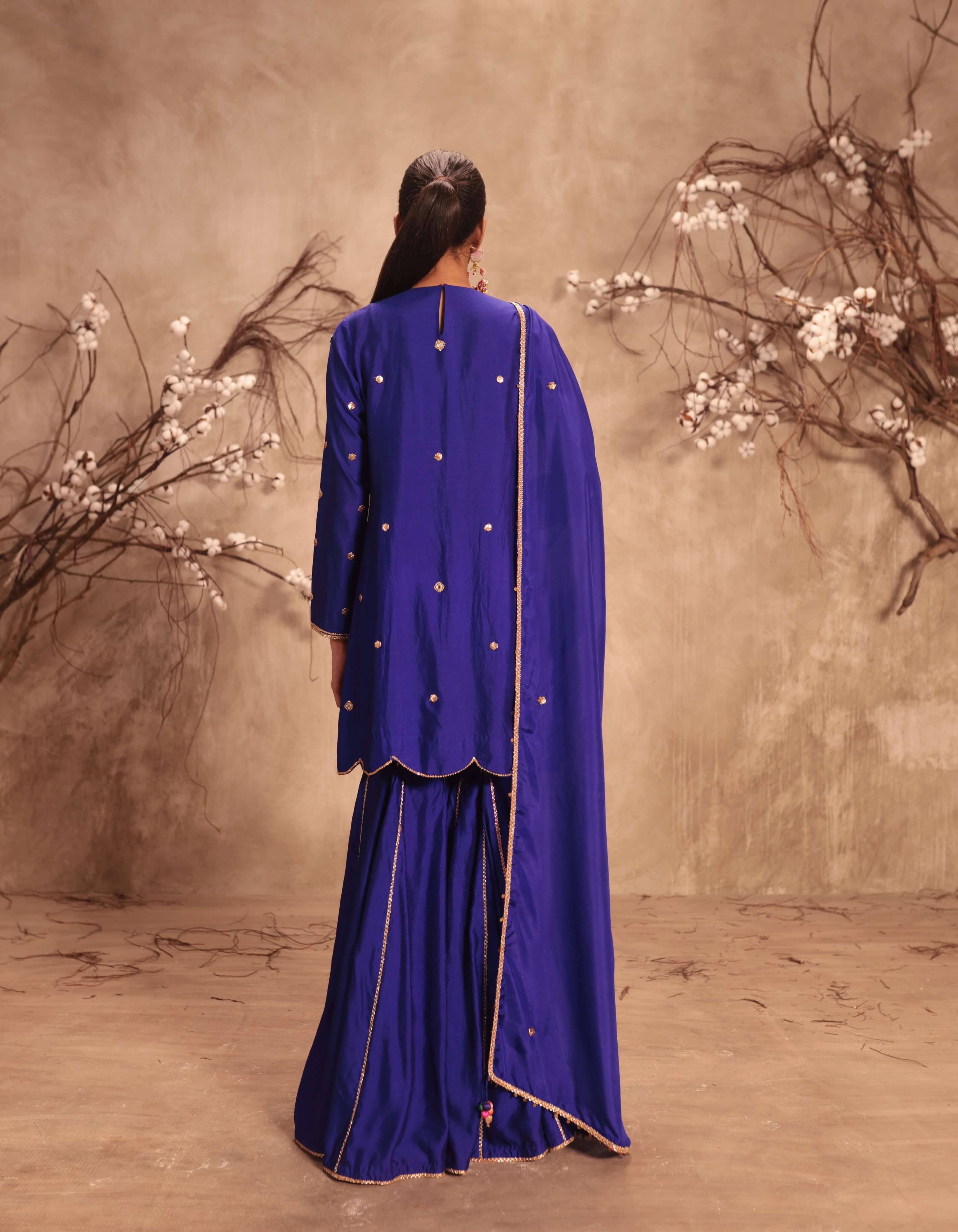 Indigo Lotus Yoke Rani Sharara Set