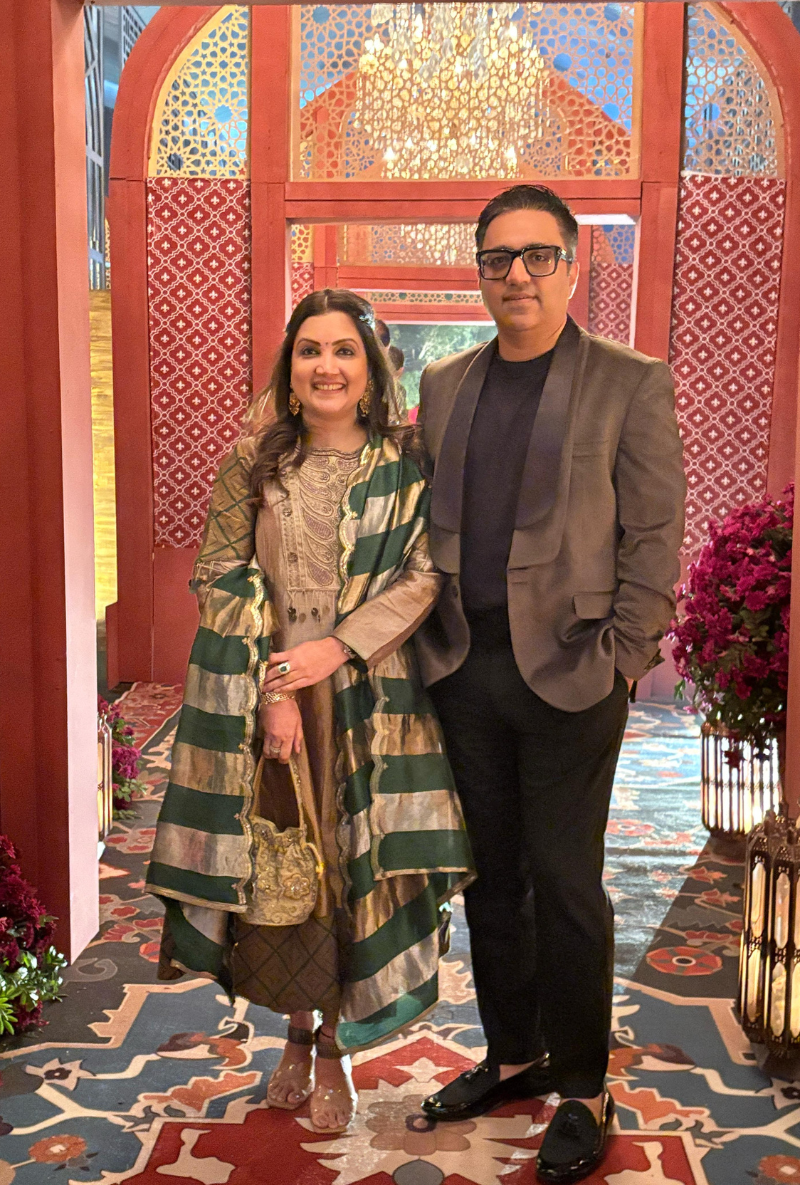 Madhuri Grover in Silver Yoke Tissue Metallic Kainaat Anarkali Set