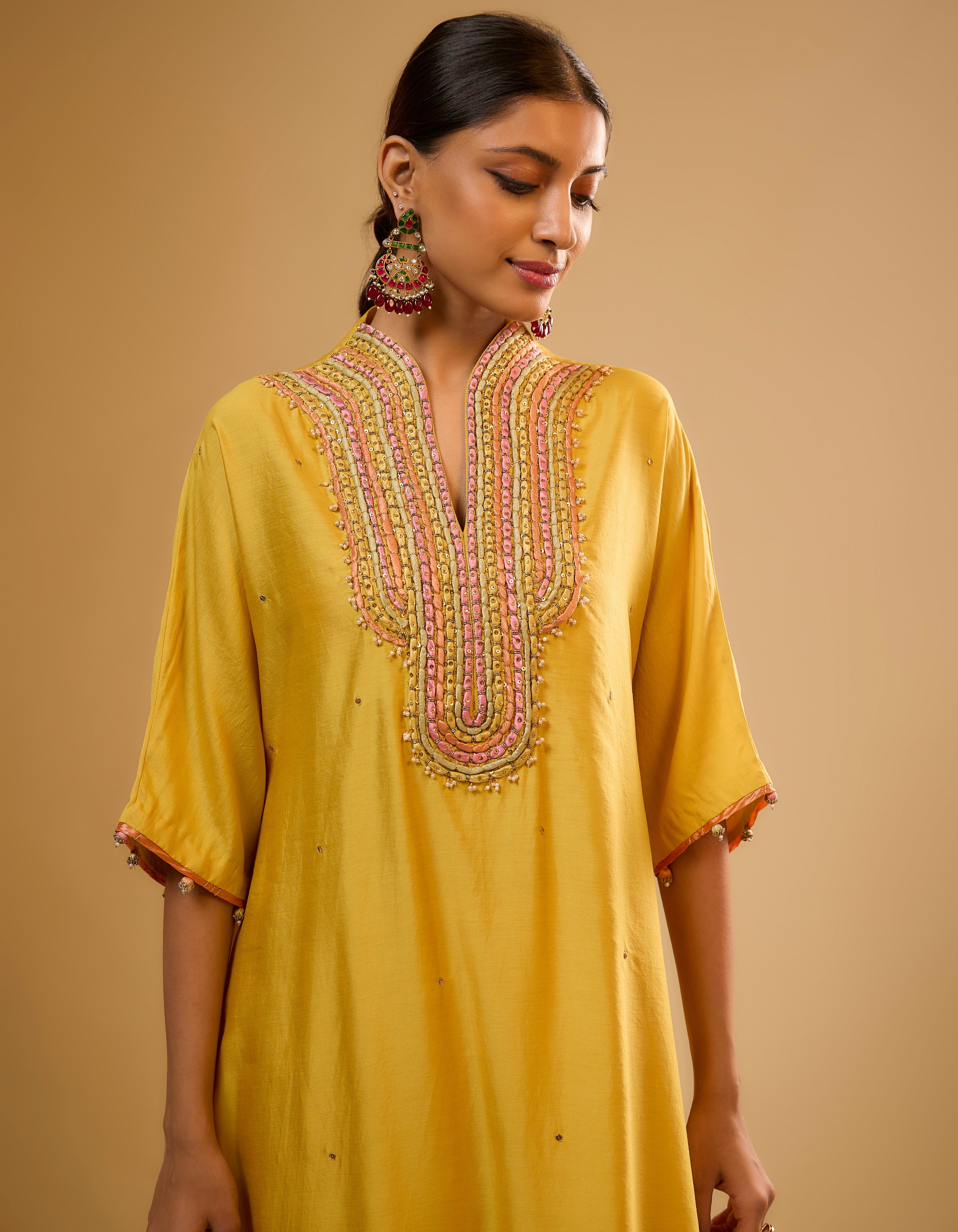 Yellow Dori Yoke Rani Kurta Set