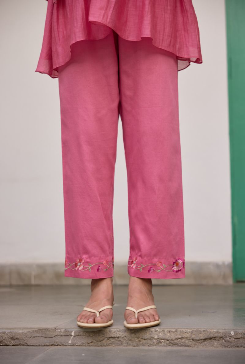Pink Floral Embroidered With Sequins Vaidehi Co-ord Set