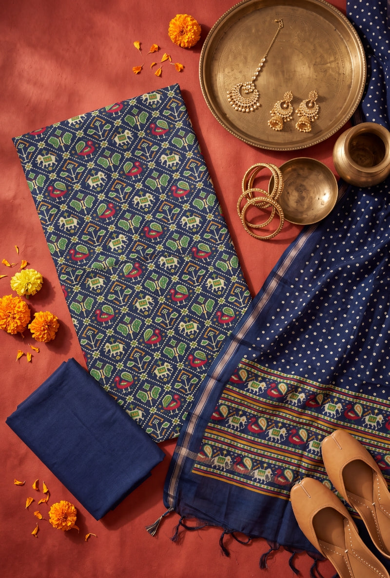 Patola Print All Over Unstitched Suit Set