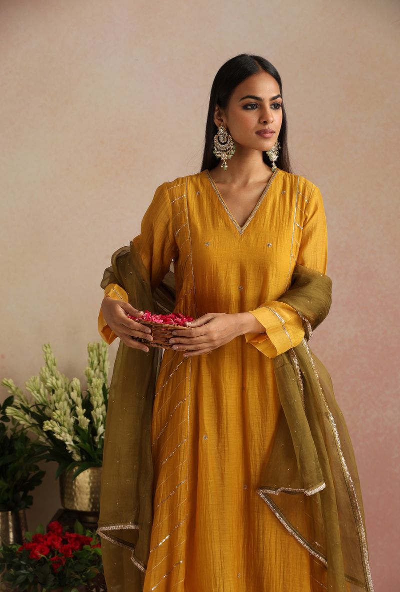 Mustard Dabka Itrh Kurta Set