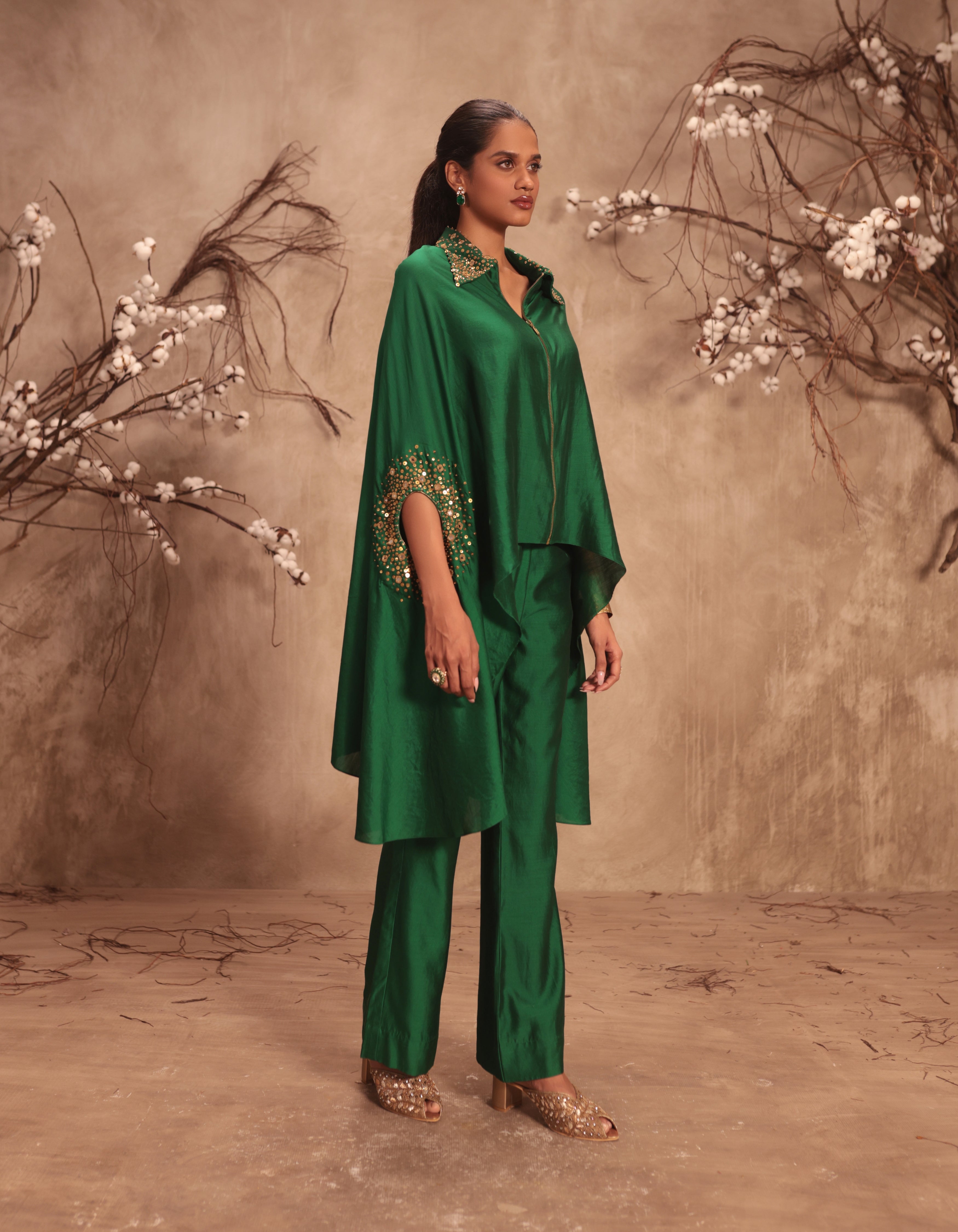 Green Cape Rani Co-ord Set