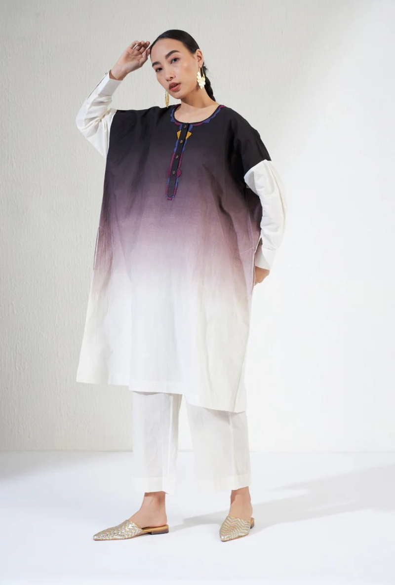 Off White Hand Dyed Ombre Olivia Kurta Set