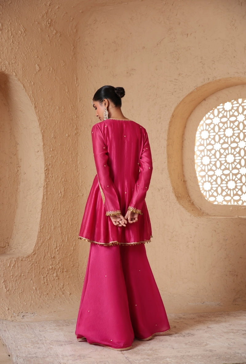 Pink Angrakha Nihira Sharara Set