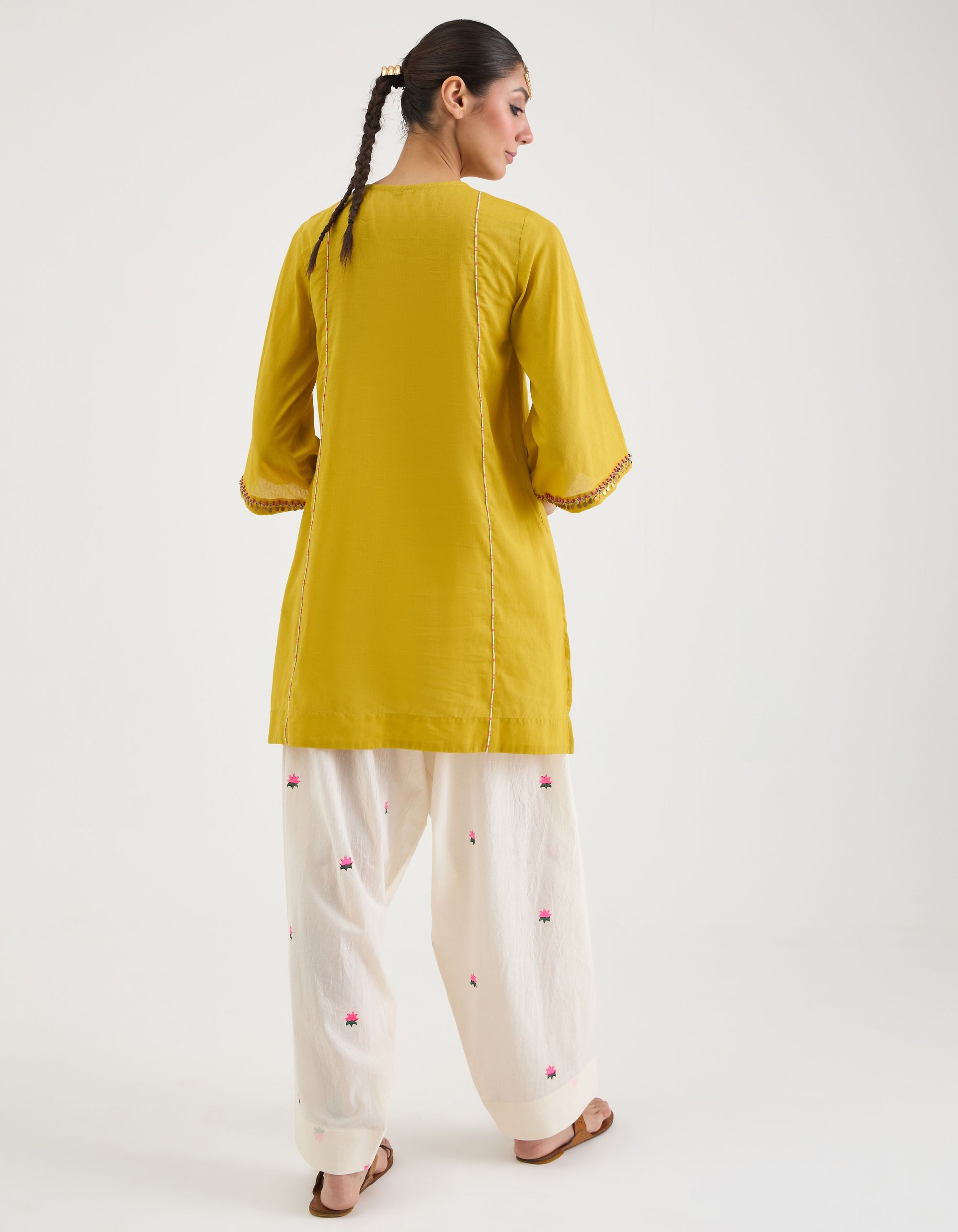 Mustard V-Neck Short Sukhi Kurta Set
