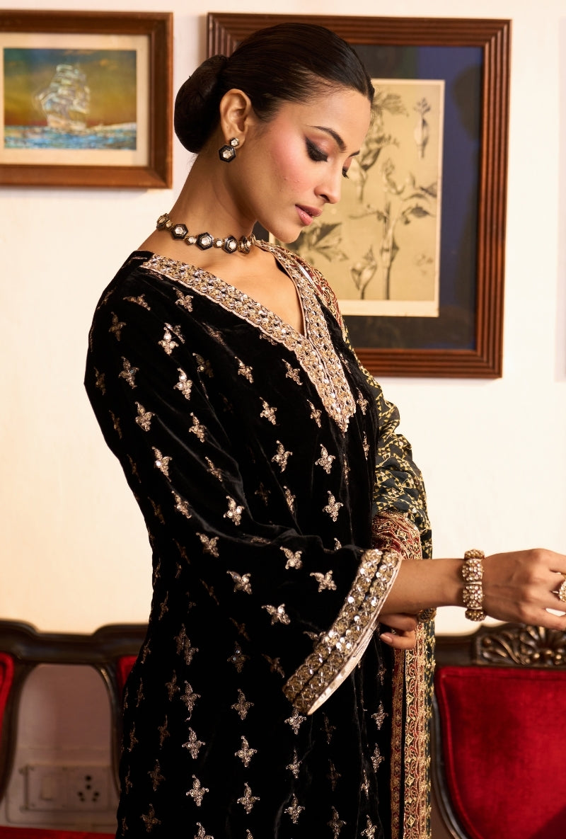 Black Velvet Kalamkari Dilbar Farshi Salwar Set
