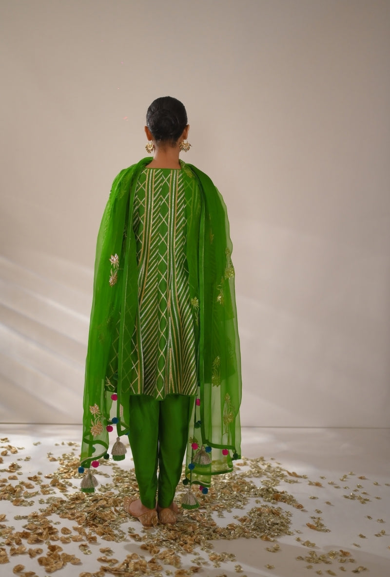 Green Short kalidaar Gota Work Mehreen Dhoti Salwar Set