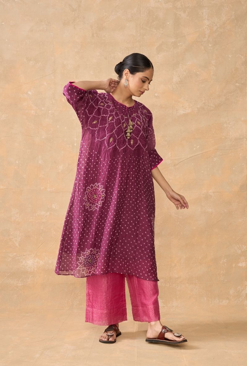 Wine Bandhani Ruhi 2.0 Kurta Set