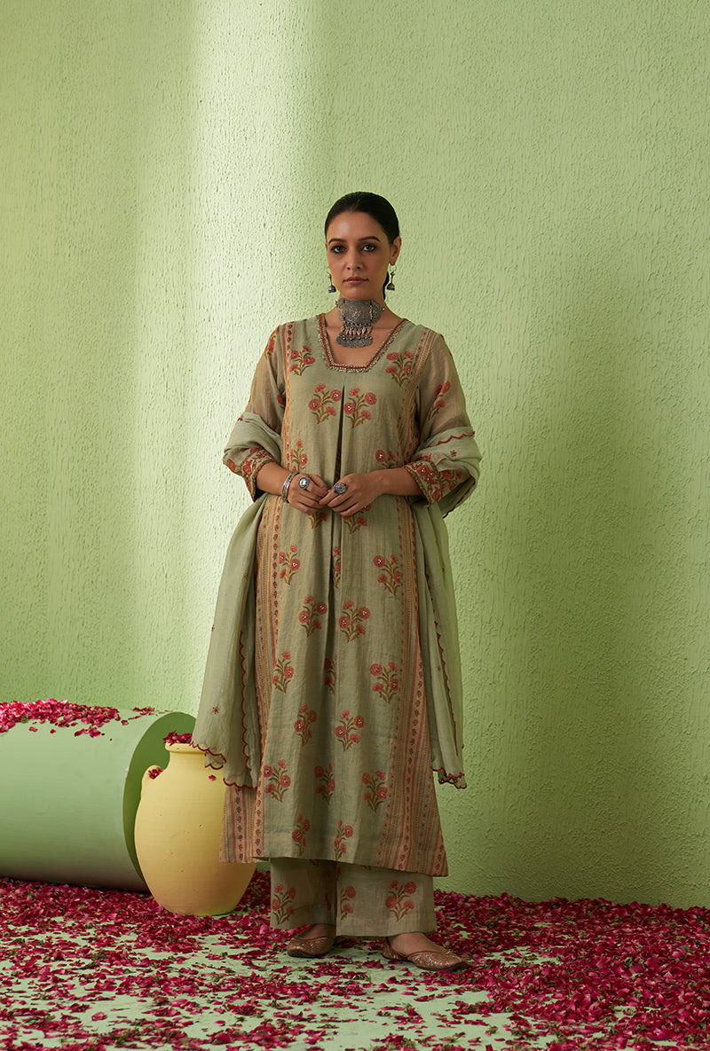 Mint Green Glass Neckline Taara Kurta Set