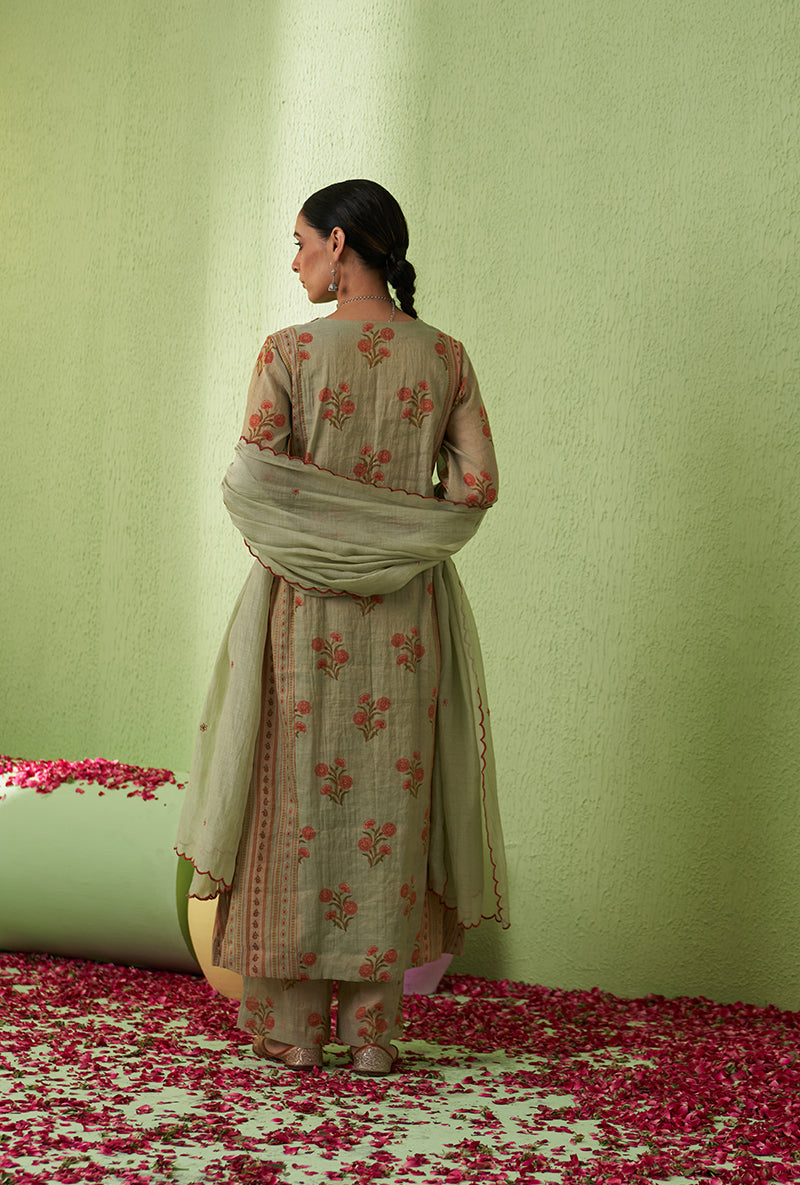 Mint Green Glass Neckline Taara Kurta Set