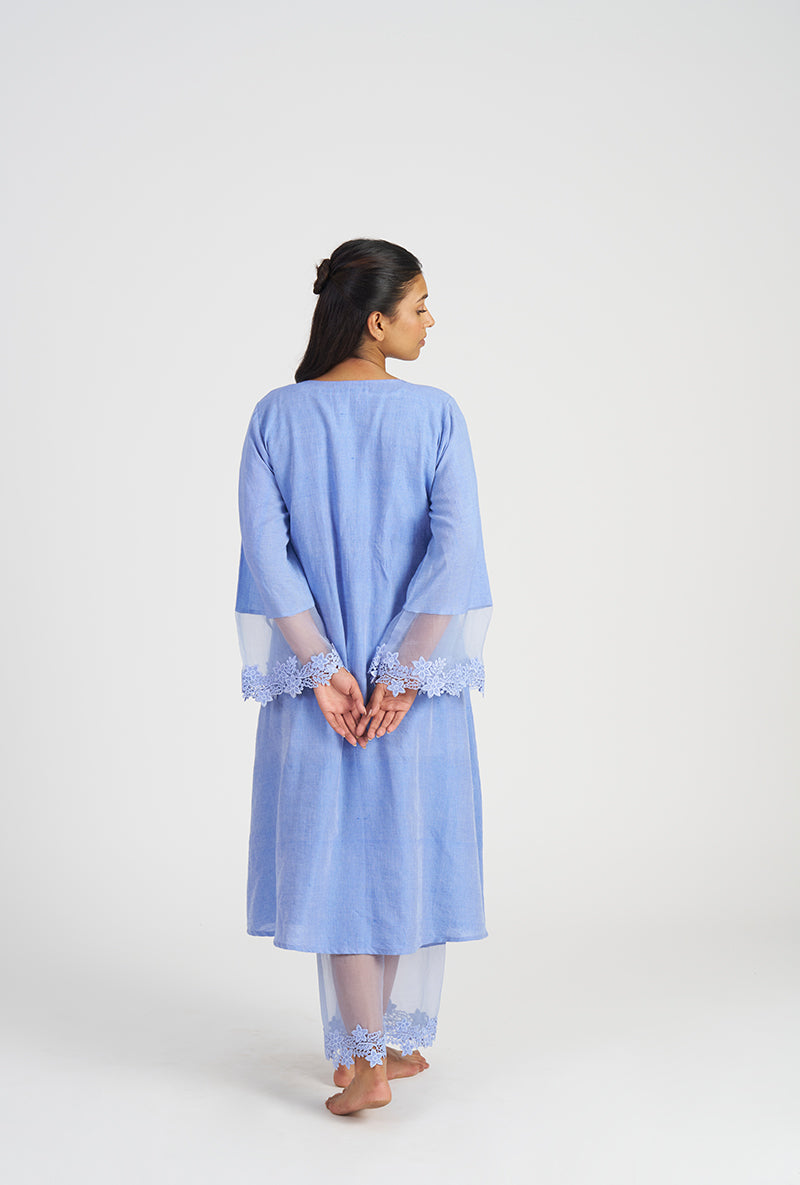 Periwinkle Falak Pleated Yoke Wishful Kurta Set