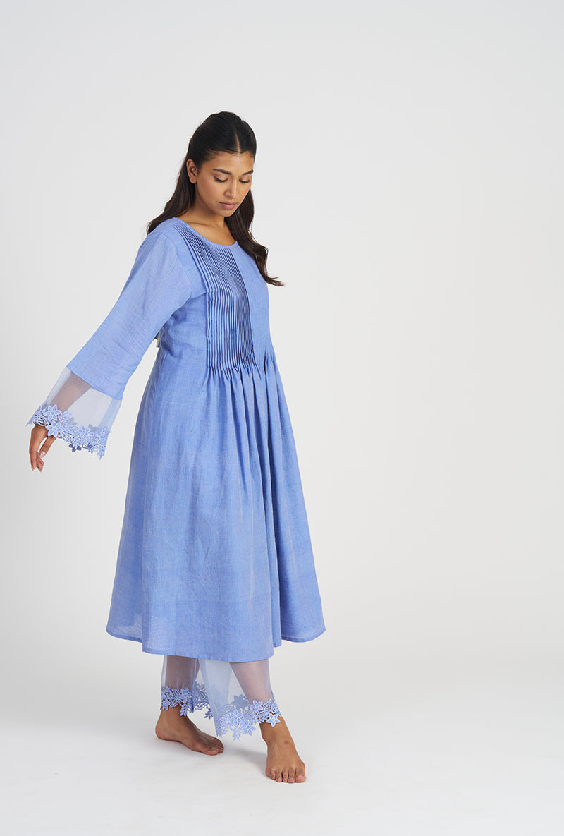 Periwinkle Falak Pleated Yoke Wishful Kurta Set
