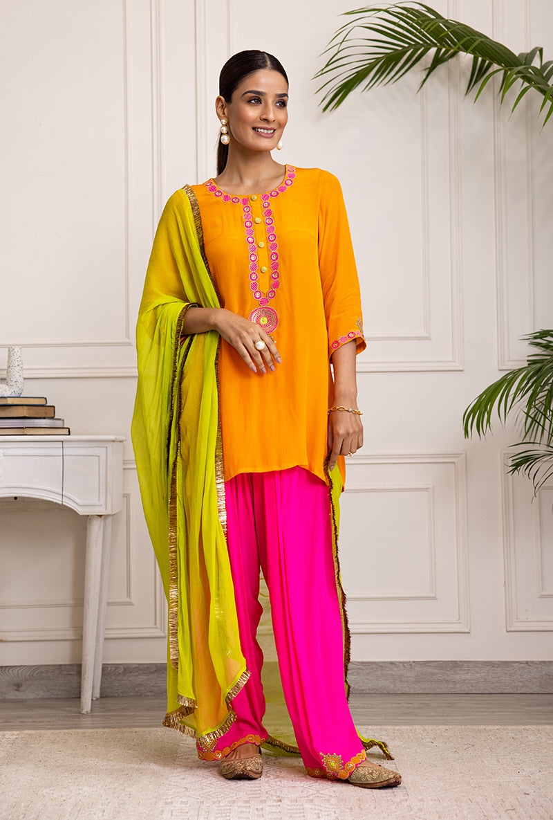 Tri-Colour Soha Salwar Set