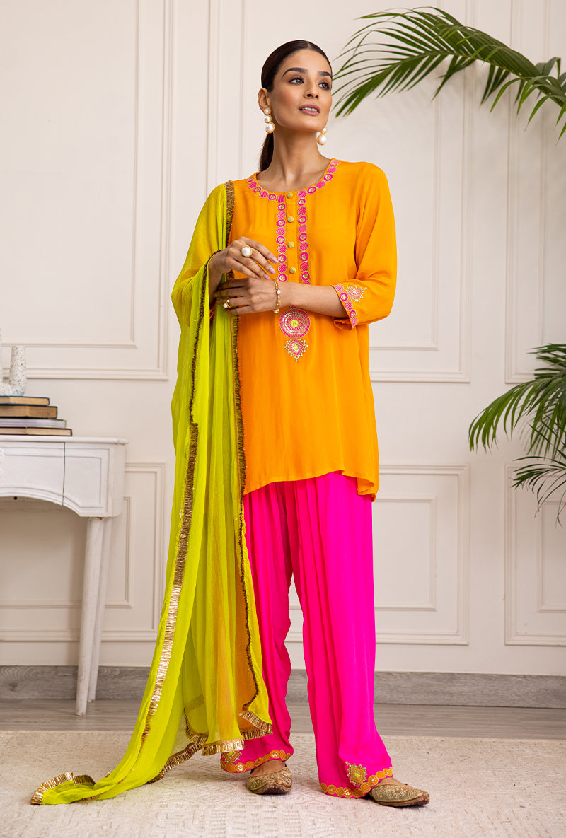 Tri-Colour Soha Salwar Set