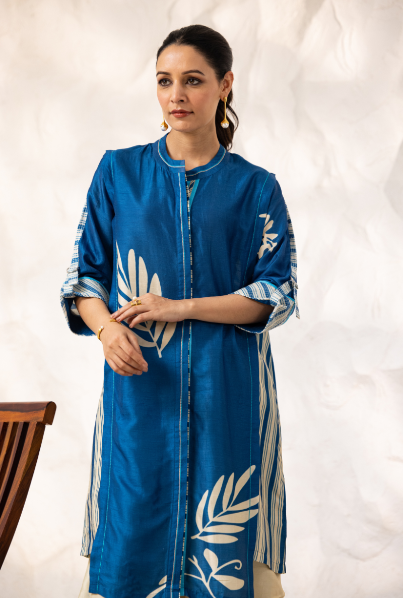 Blue and Beige Dhoti Ivy Kurta Set