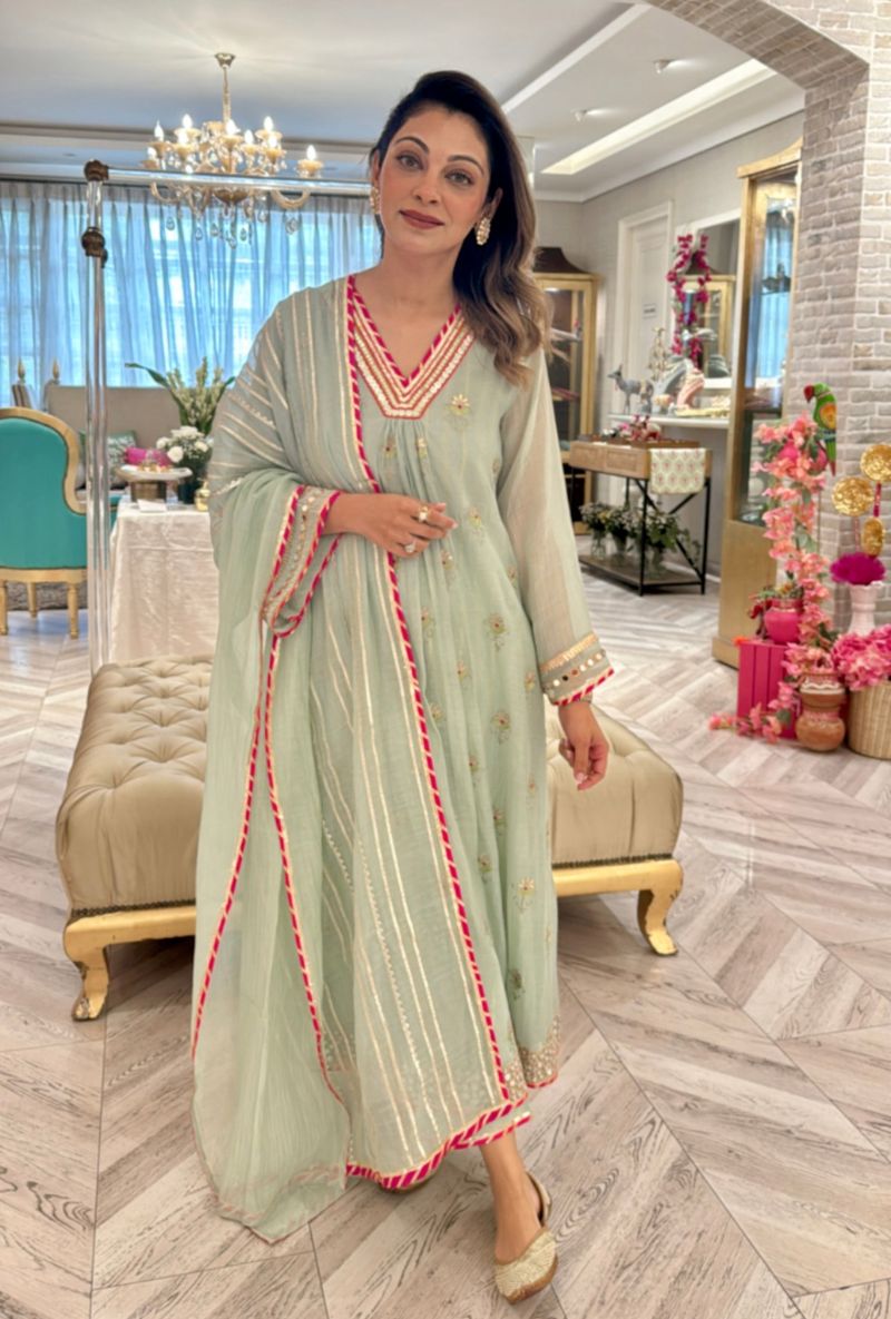 Meghna Nayyar in Aqua Gota & Resham Buti Morbagh Kurta Set