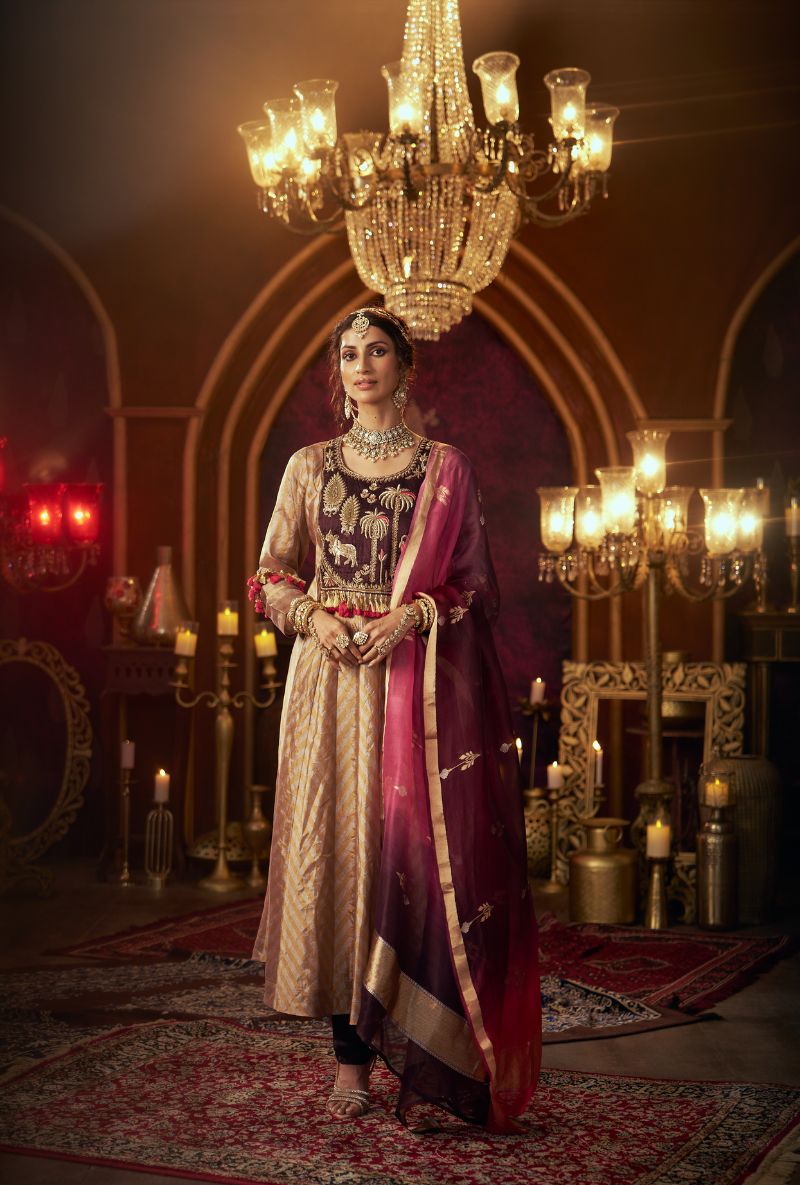 Wine Nandi Yoke Kainaat 2.0 Anarkali Set