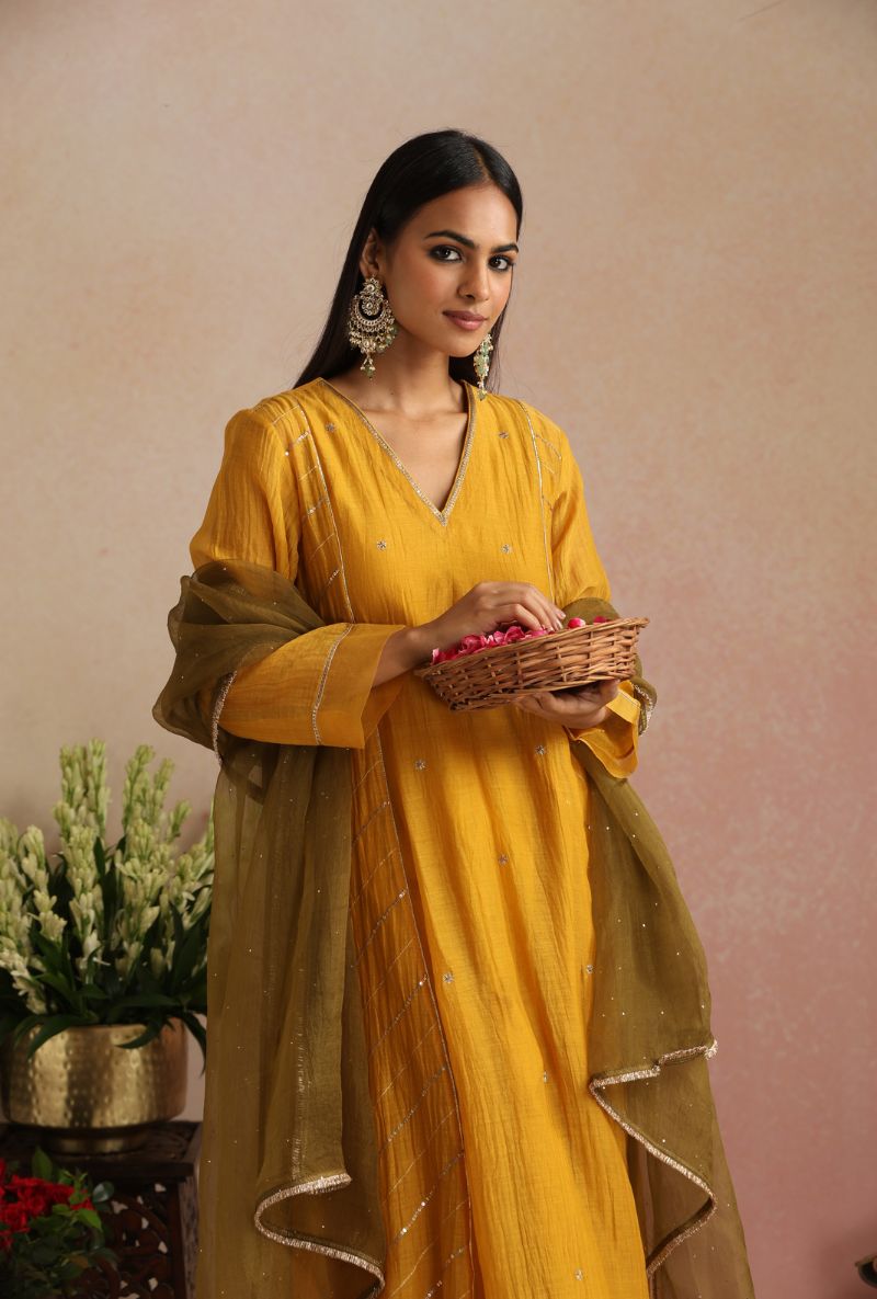 Mustard Dabka Itrh Kurta Set