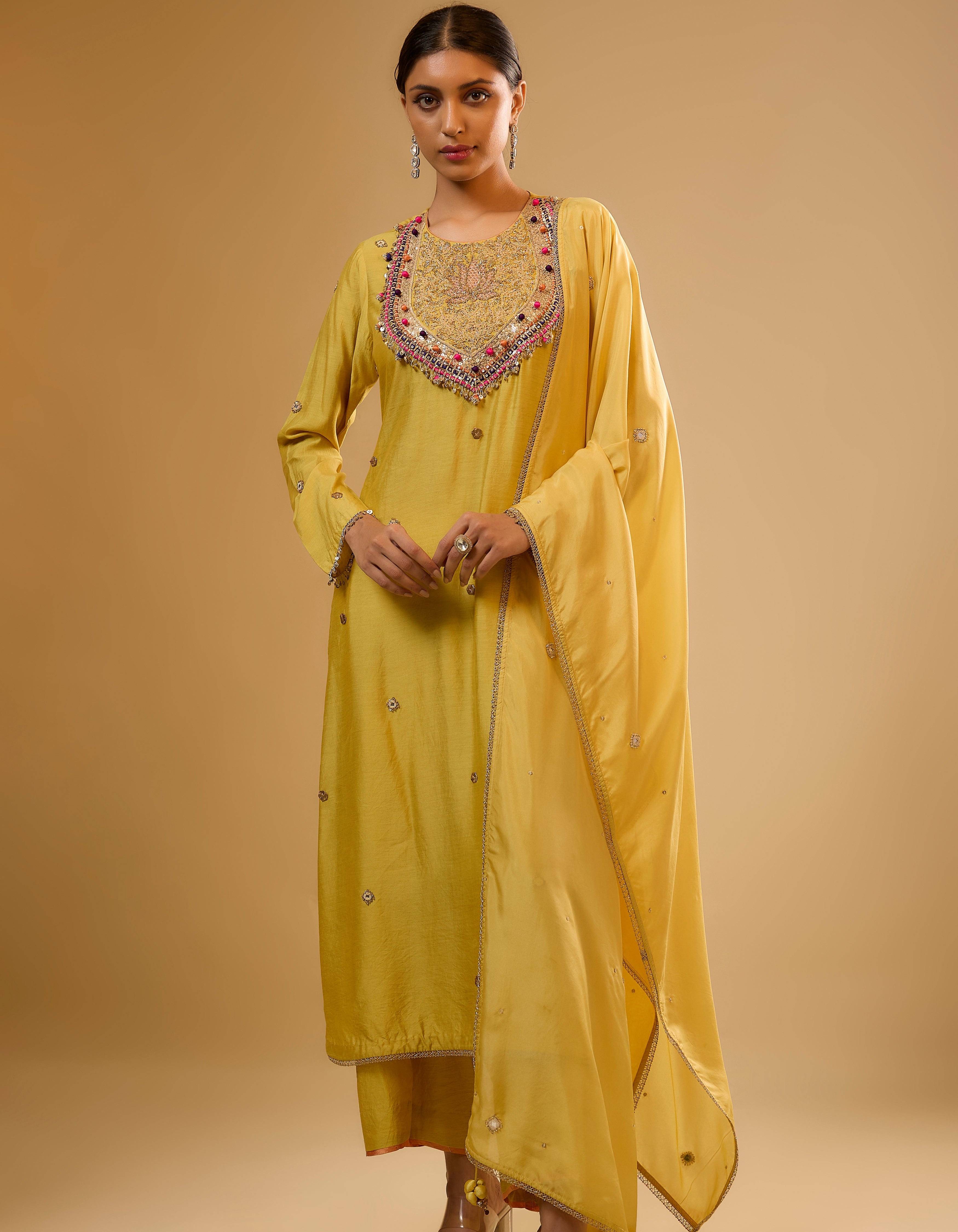 Yellow Lotus Yoke Rani Kurta Set