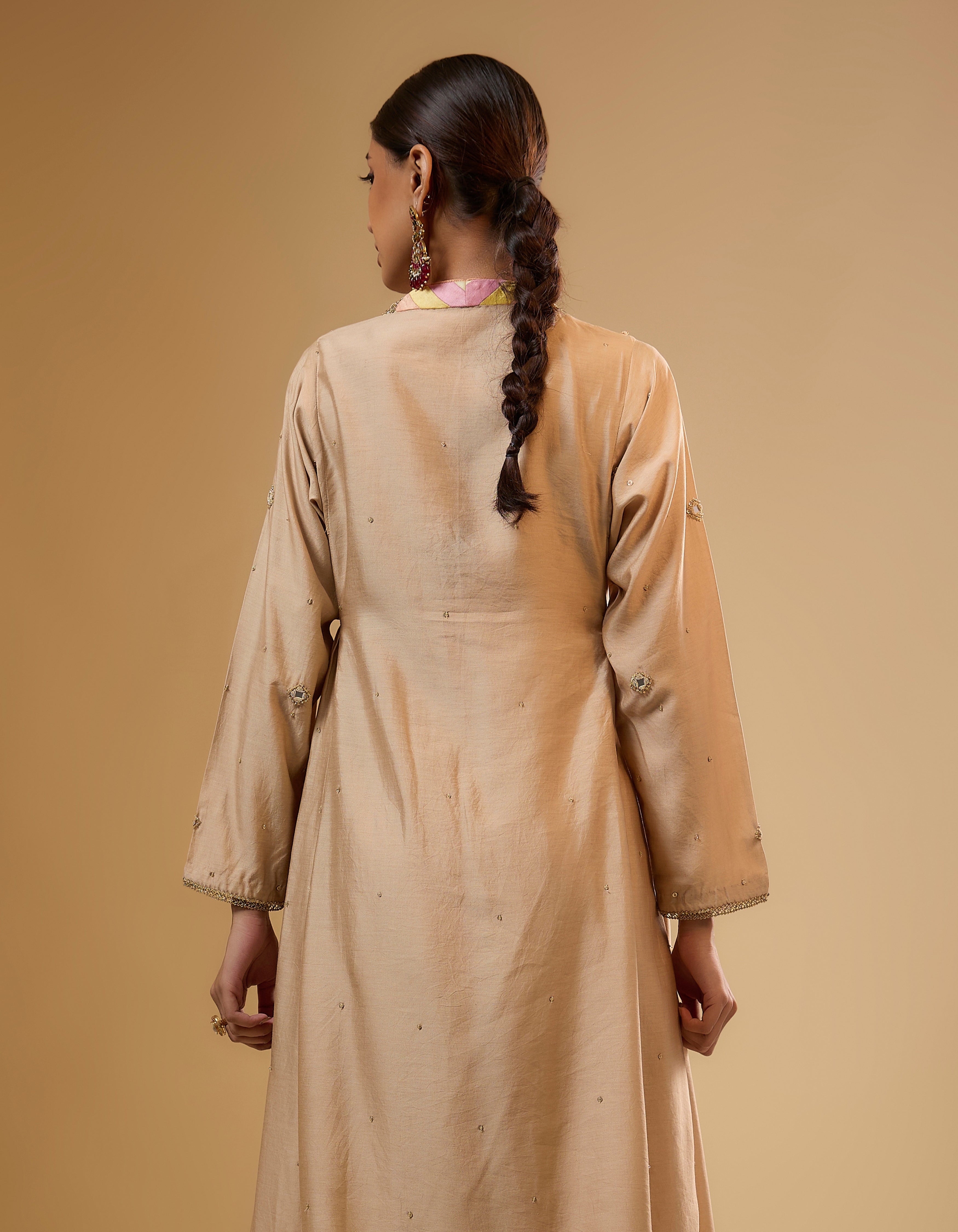 Ivory  Stripe Yoke Rani Kurta Set