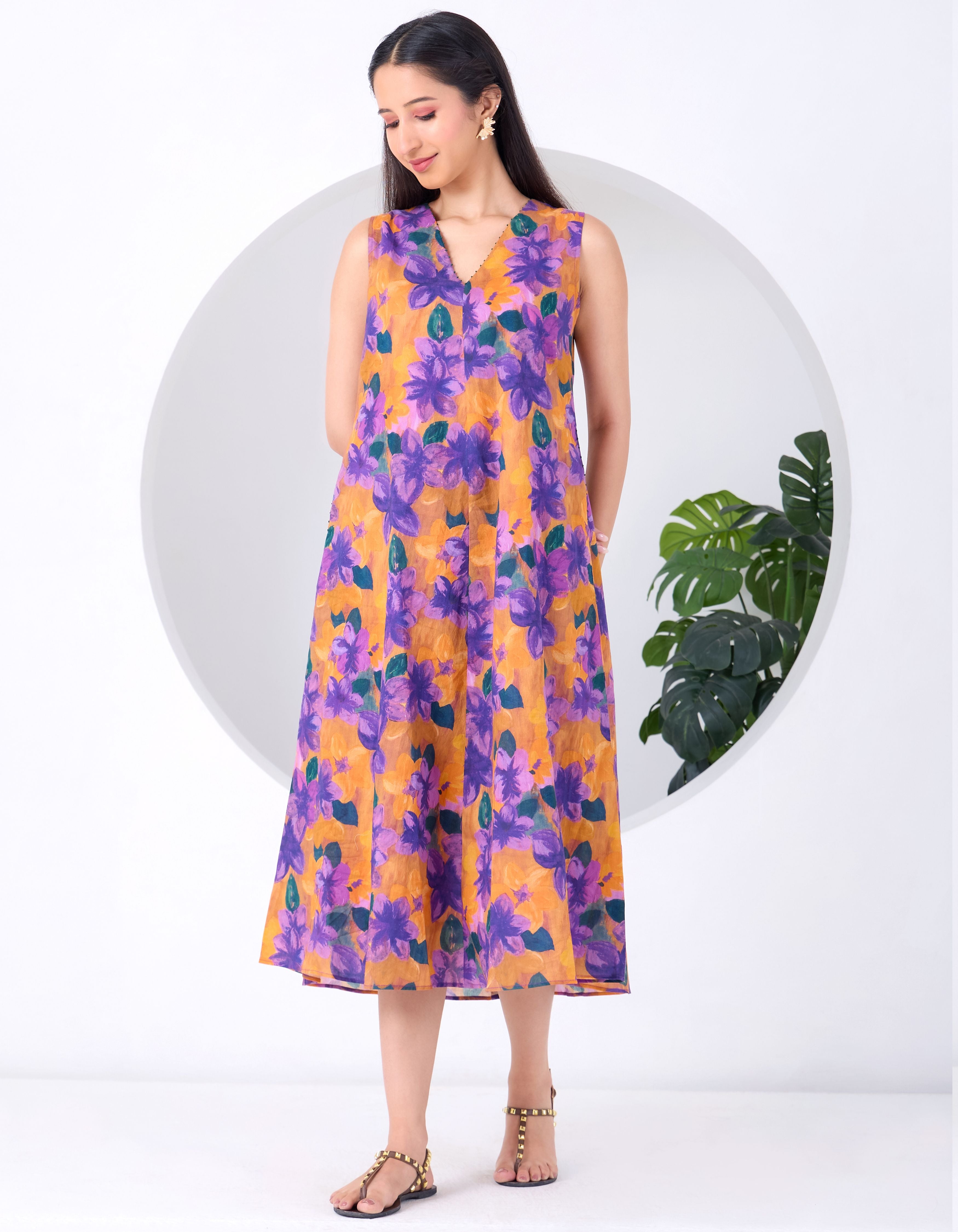 Orange Purple Montane June Dress