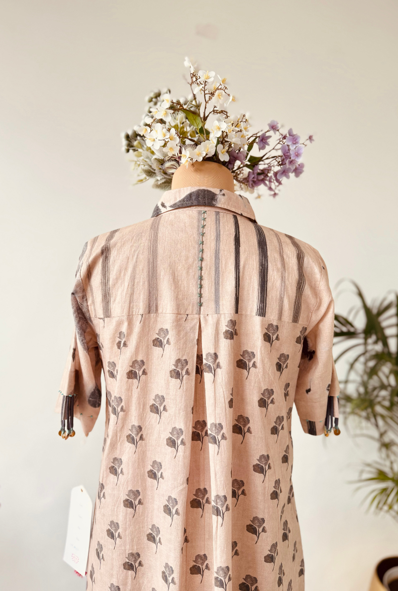 Beige All Over Eco Print Co-Ord Set