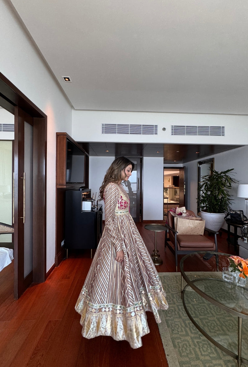 Meghna Nayyar in Socialite Rose Gota Anarkali Jacket Set