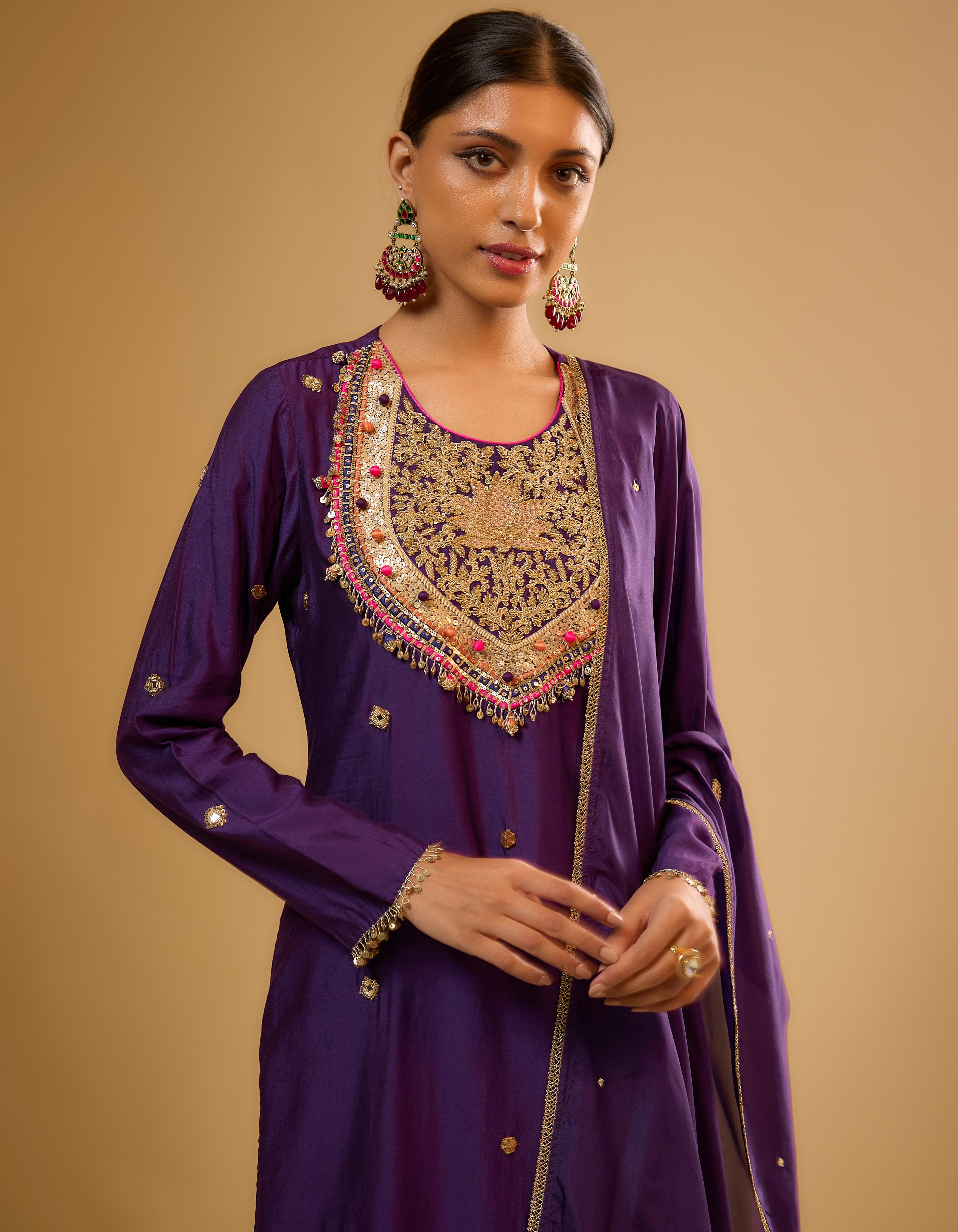 Purple Lotus Yoke Rani Kurta Set