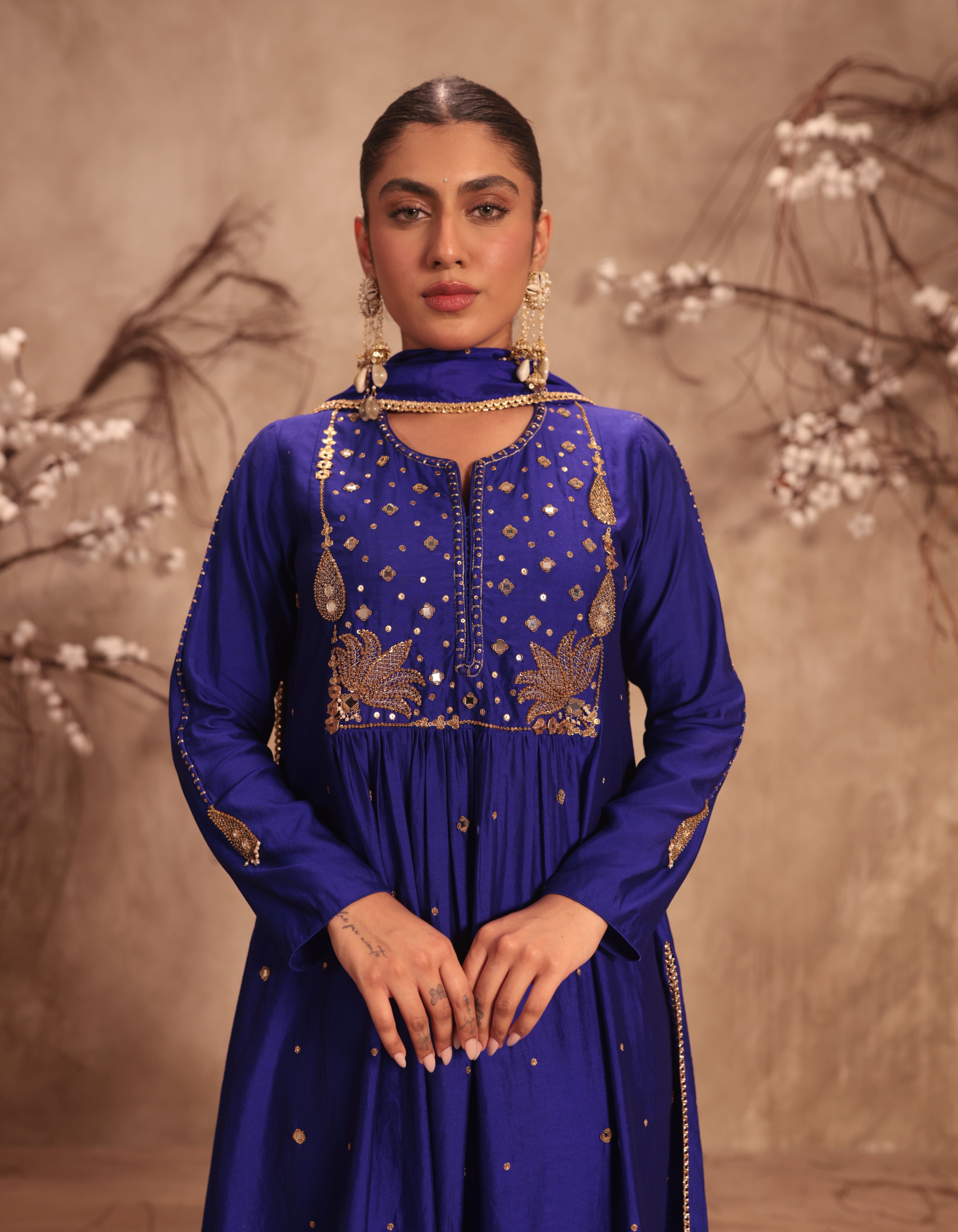 Indigo Frockstyle Rani Kurta Set