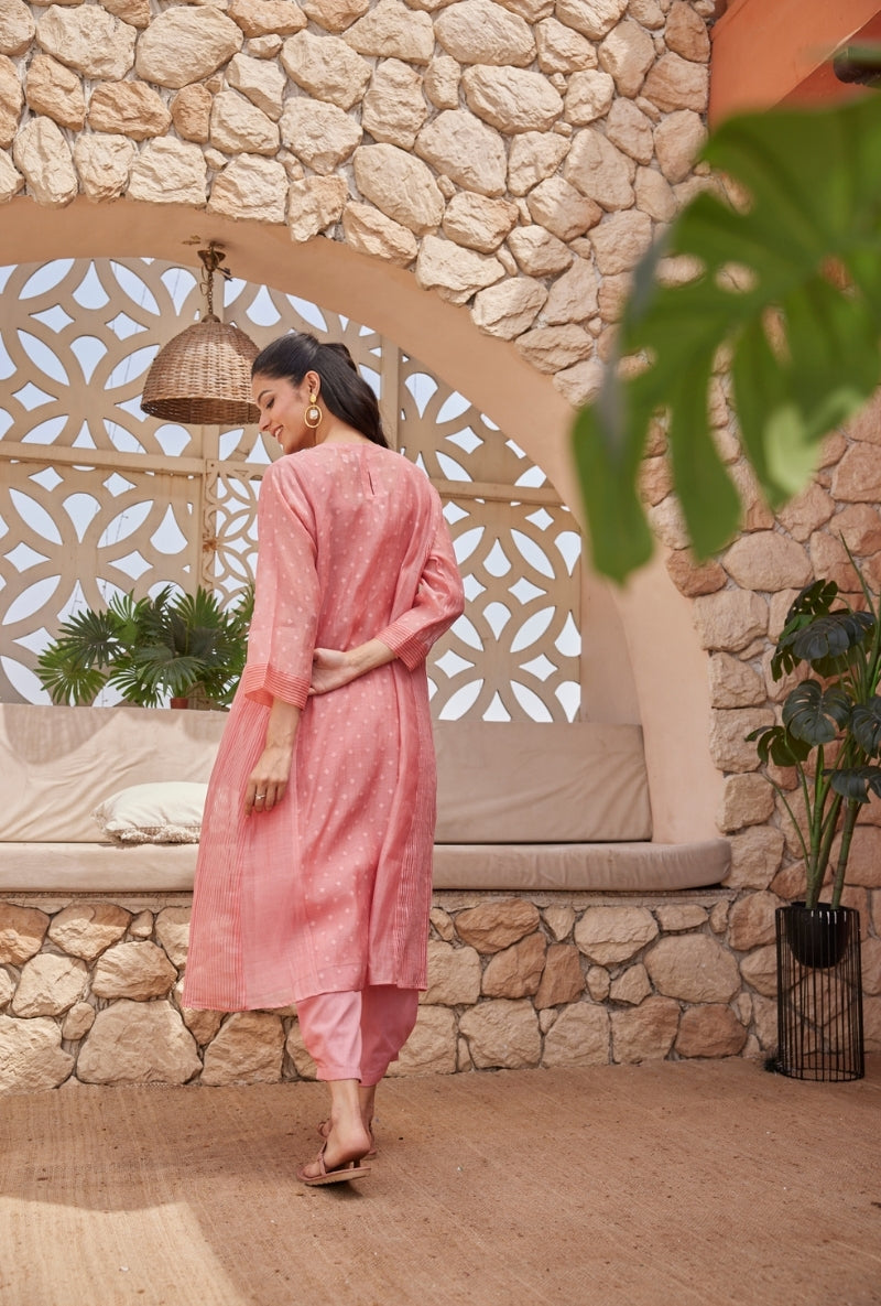 Pink Gold Motif Yoke Tarini Salwar Set