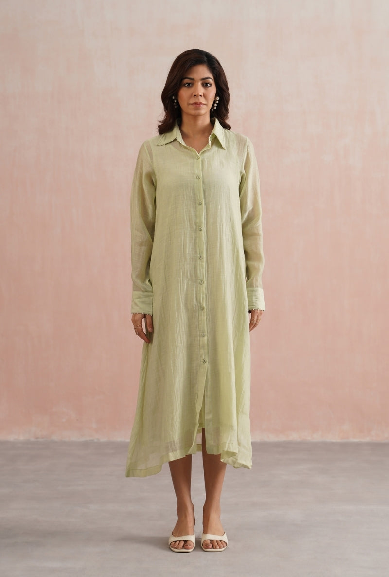 Sage Green Button Down Prisha Dress