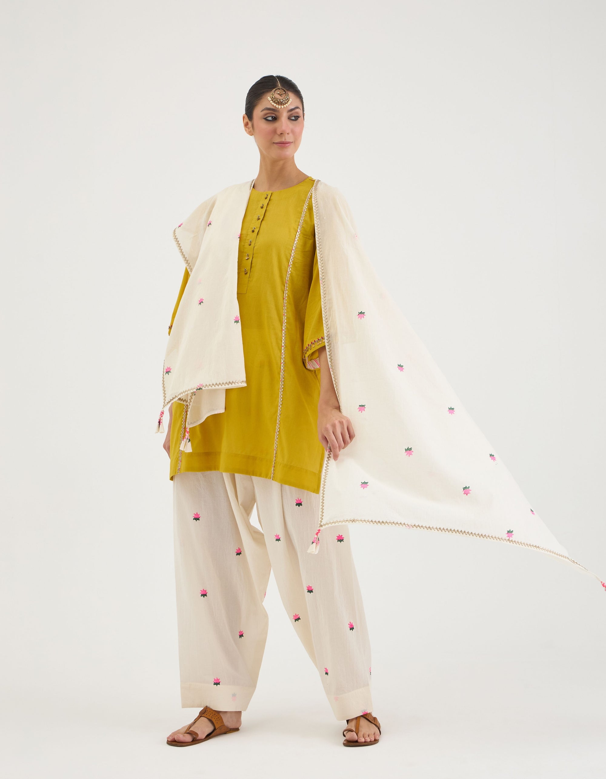 Mustard V-Neck Short Sukhi Kurta Set