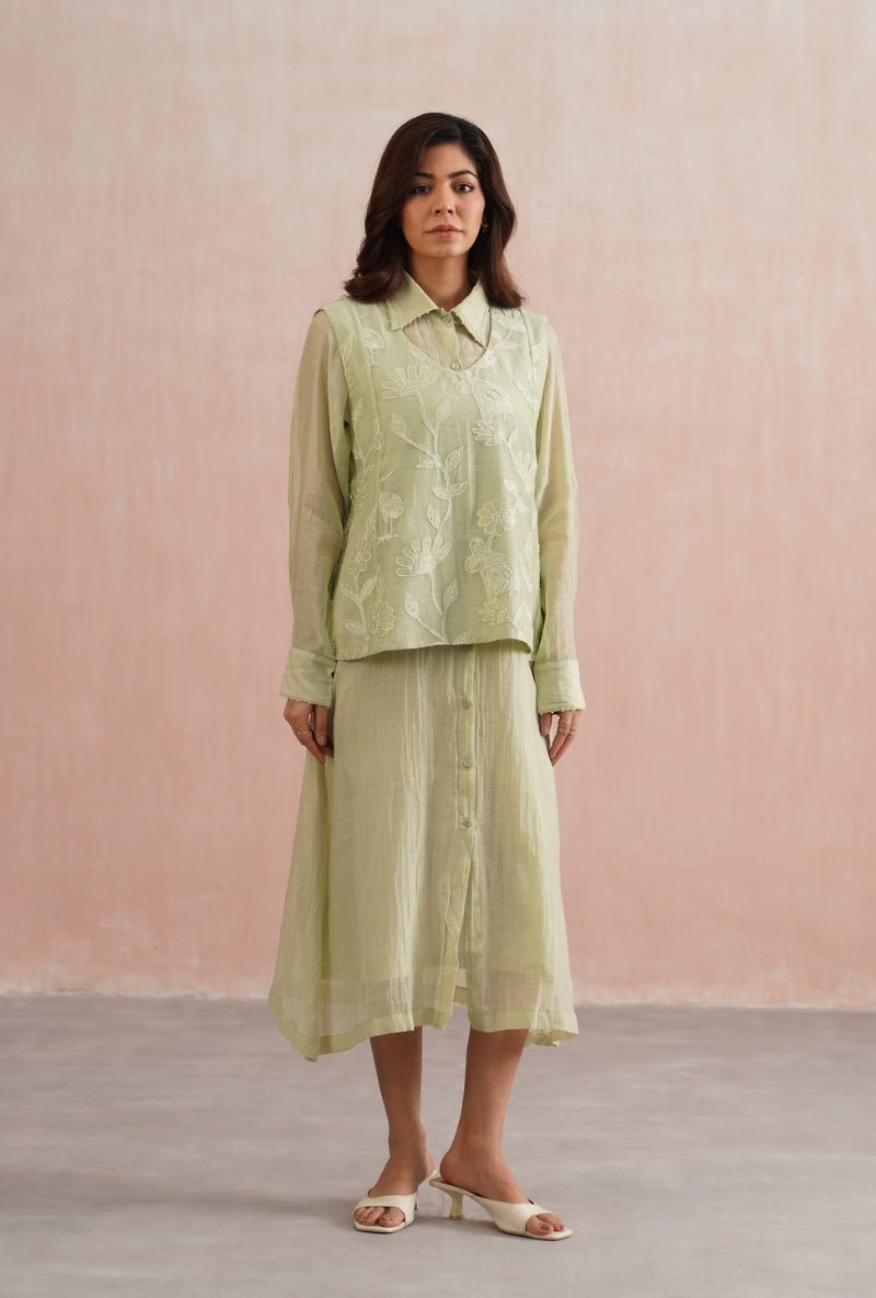 Sage Green Button Down Prisha Dress
