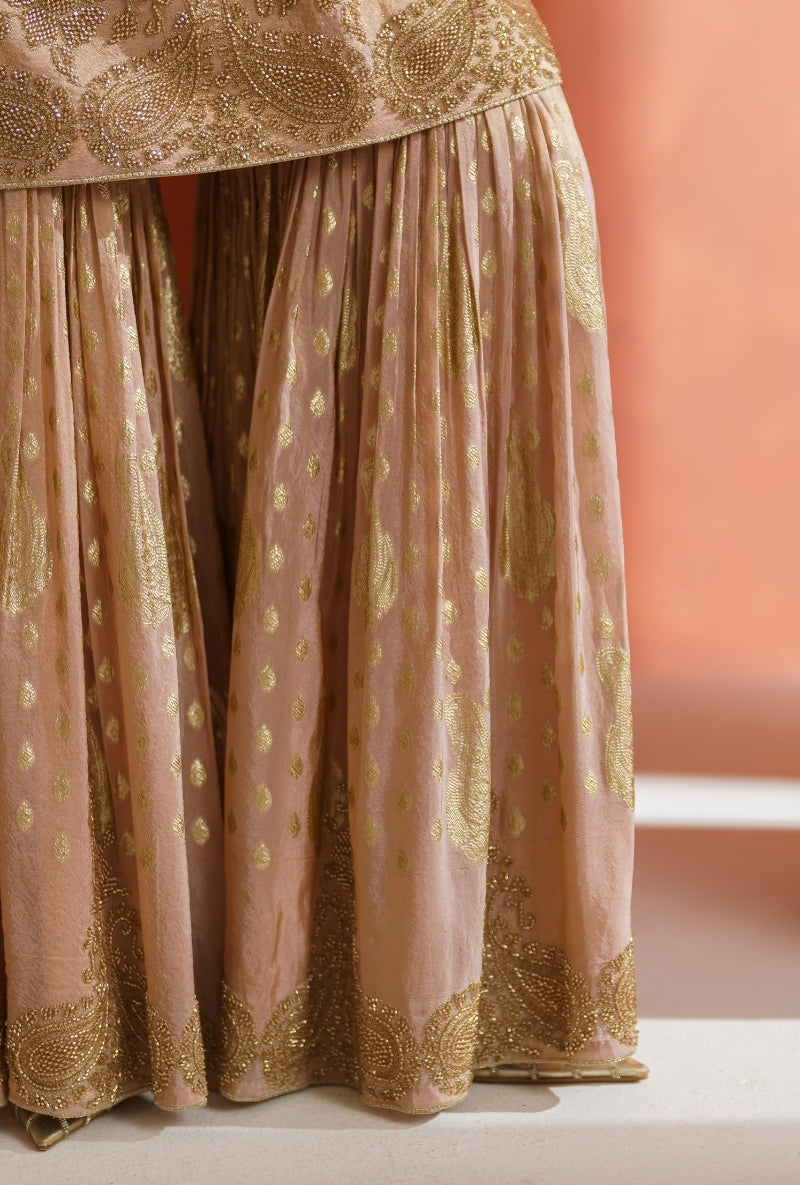 Light Pink  Banarsi Vira Gharara Set