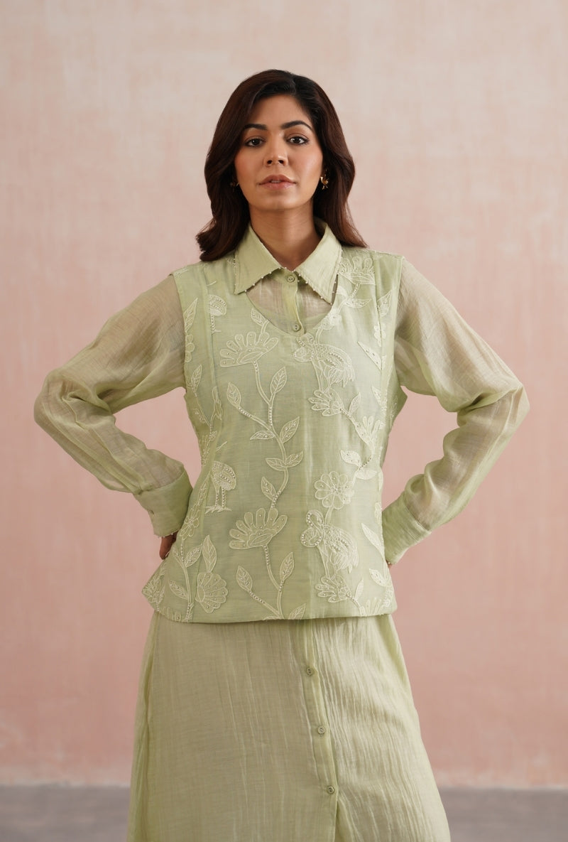 Sage Green Button Down Prisha Dress