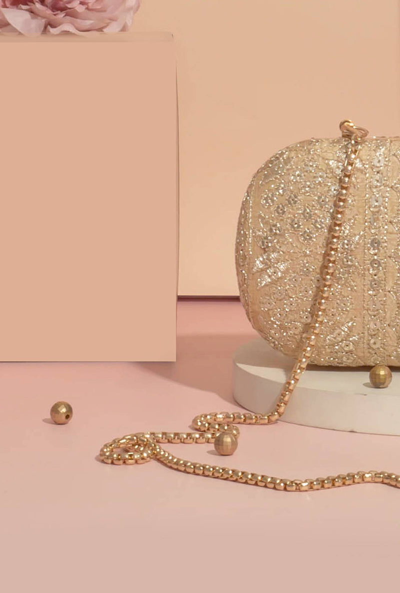 Mirai Embroidered Clutch - Gold